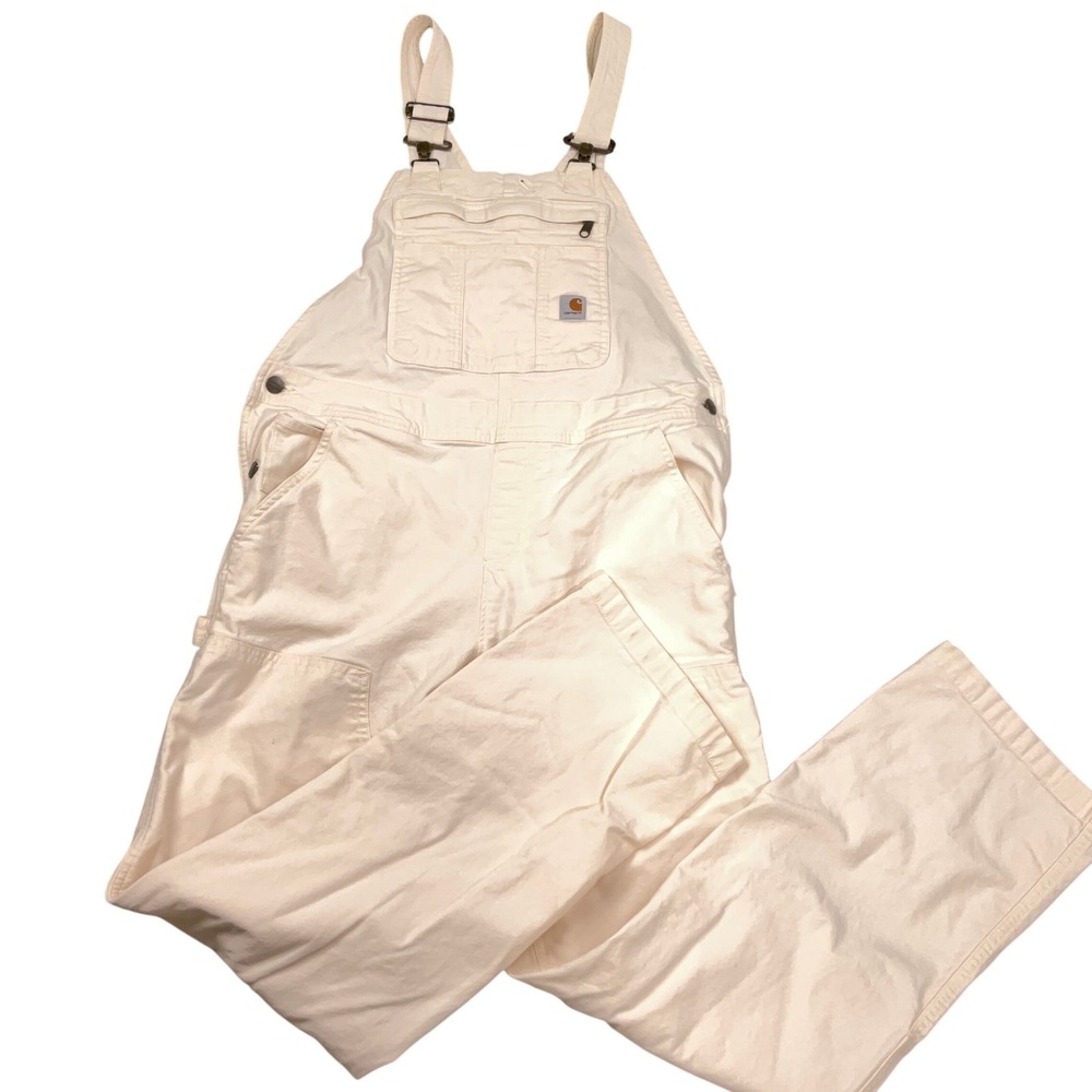 Carhartt Overalls Womens S Cream Loose Fit Double Knee OR2438 Painter Carpenter